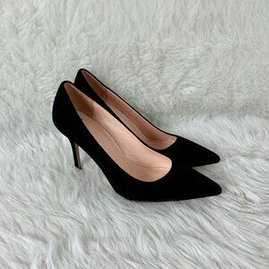 J. Crew A4969 Elsie Black Suede Pointed Toe Heel Pumps 9
